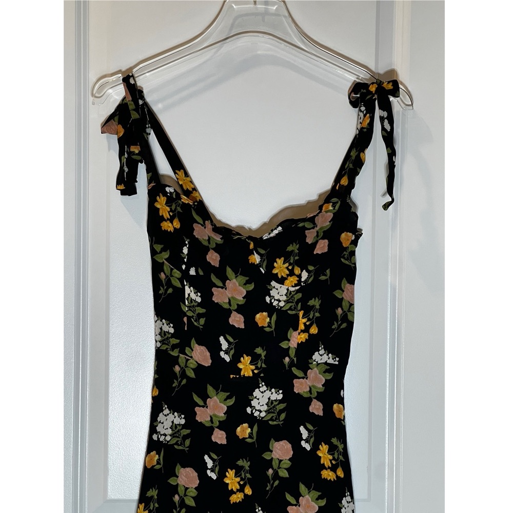 Reformation Floral Midi Dress Floral Print Tie Shoulder Sz 2 - Picture 9 of 16